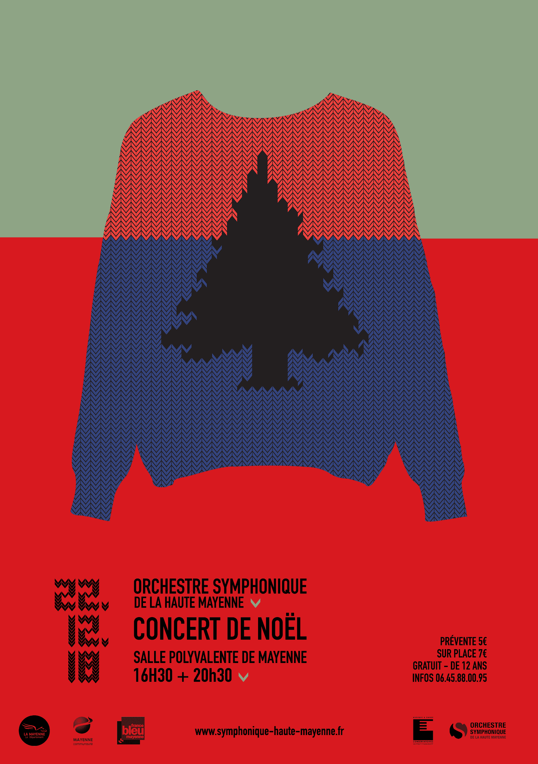 Affiche concert Noël 2018 Orchestre Symphonique de Haute Mayenne - Burosuper